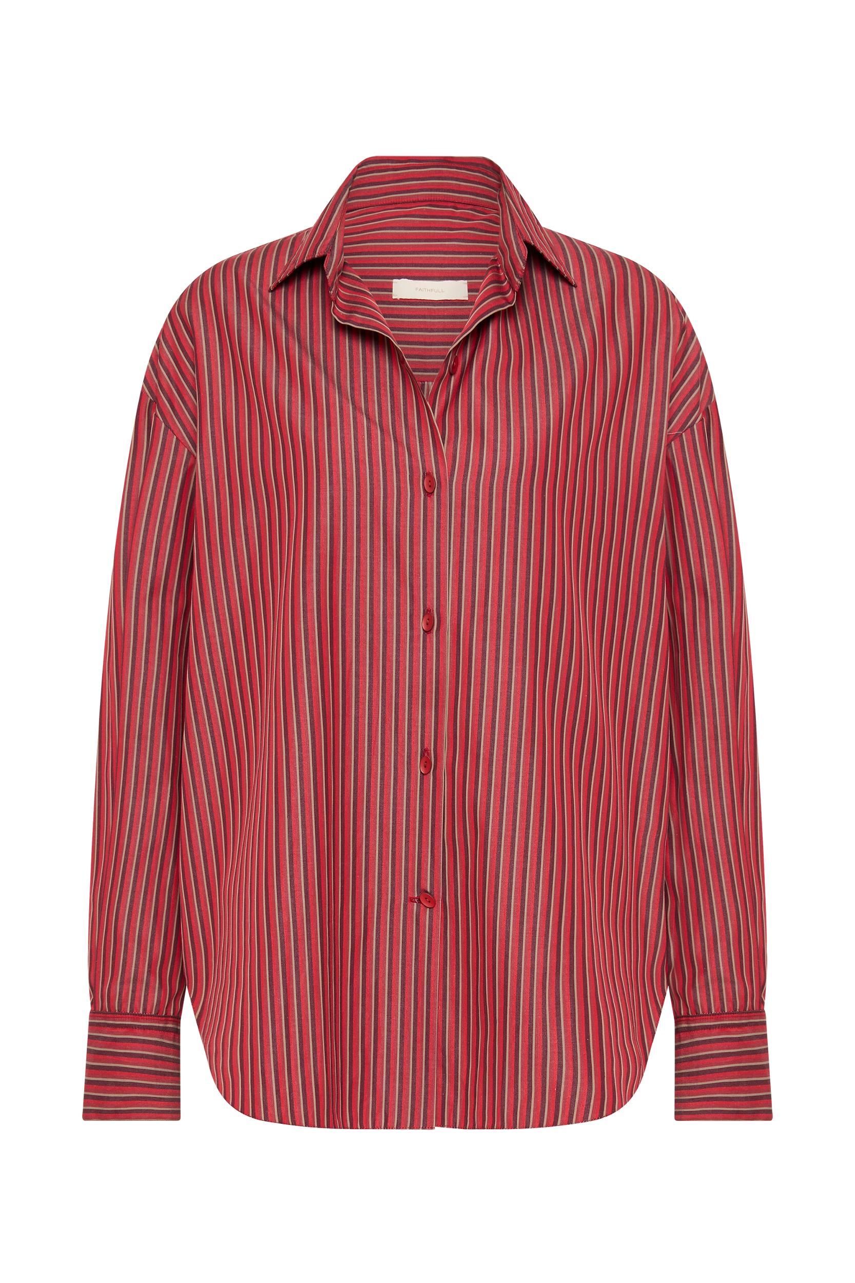 Freja Shirt Wine Stripe - Final Sale Product Image