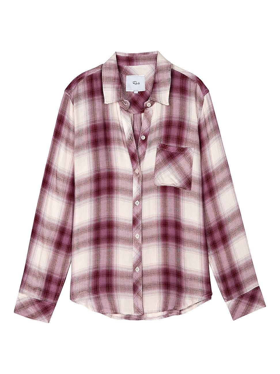 Womens Hunter Plaid Button-Front Shirt Product Image