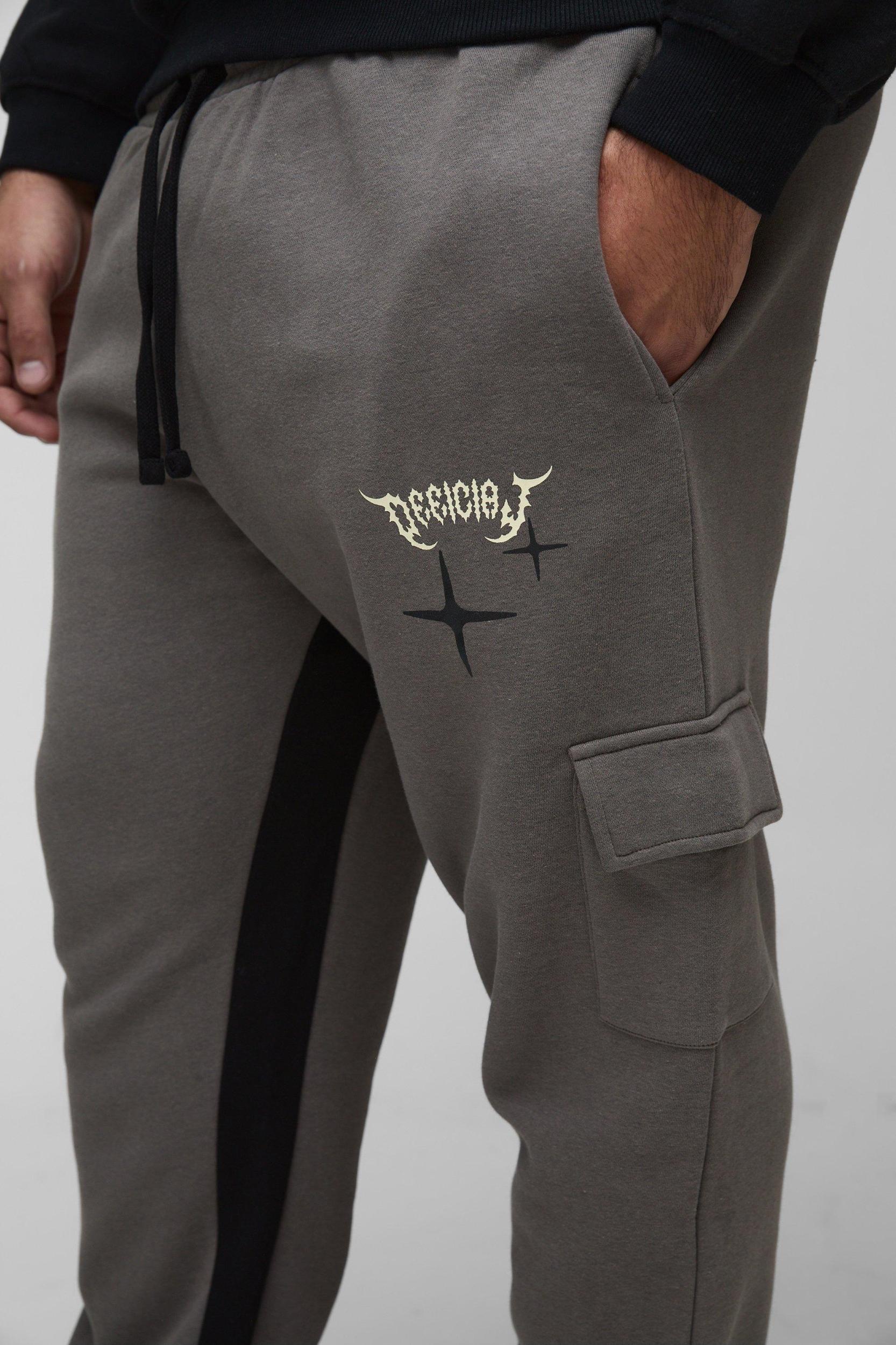 Plus Slim Gusset Sweatpants Official Cargo Sweatpants | boohooMAN USA Product Image