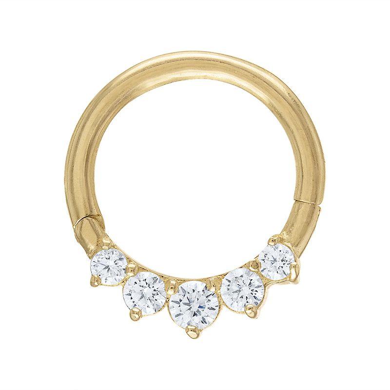 Amella Jewels 14k Gold Over Silver Cubic Zirconia Clicker Earring, Women's, Gold Tone Product Image