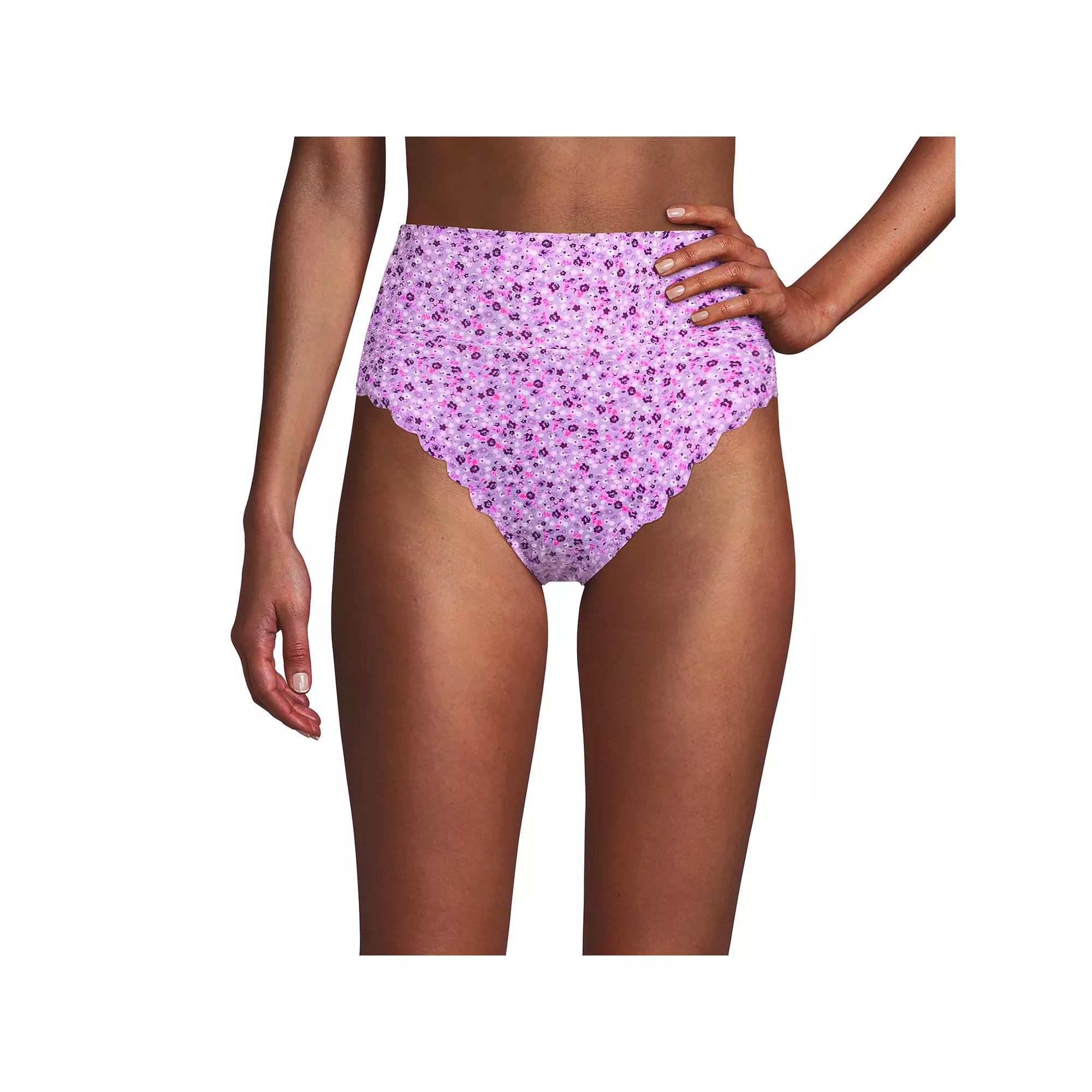 Women's Lands' End Tugless Scallop High Waisted Swim Bottoms,  Product Image
