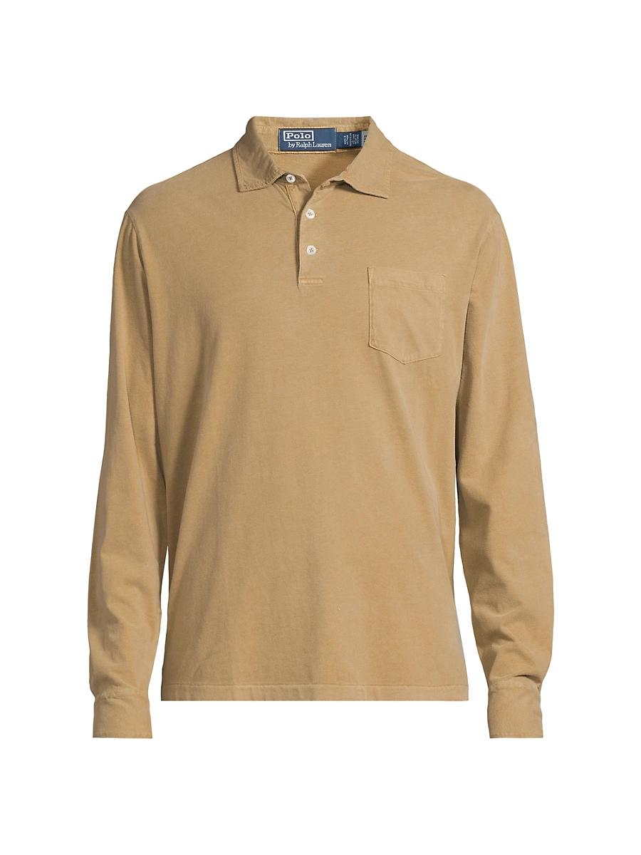 Mens Classic-Fit Sueded Jersey Polo Shirt Product Image