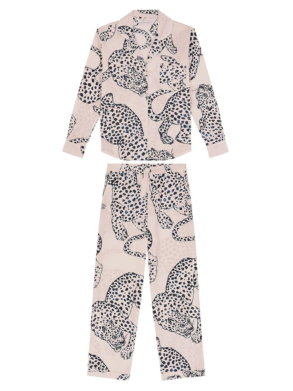 Womens 2-Piece Jag-Print Cotton Pajama Set Product Image