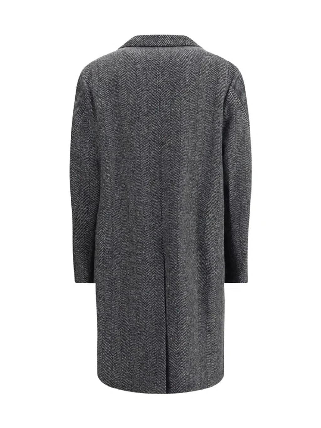 GIVENCHY Men Wool Blend Coat With Herringbone Motif In Multi Product Image