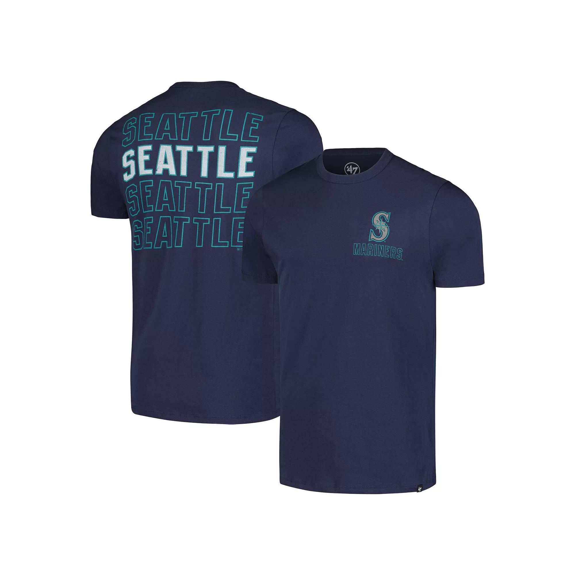 Men's '47 Navy Seattle Mariners Hang Back Franklin T-Shirt,  Product Image