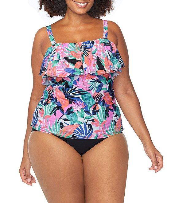 Raisins Curve Plus Size Malo Solid High Waist Shirred Swim Bottom Product Image
