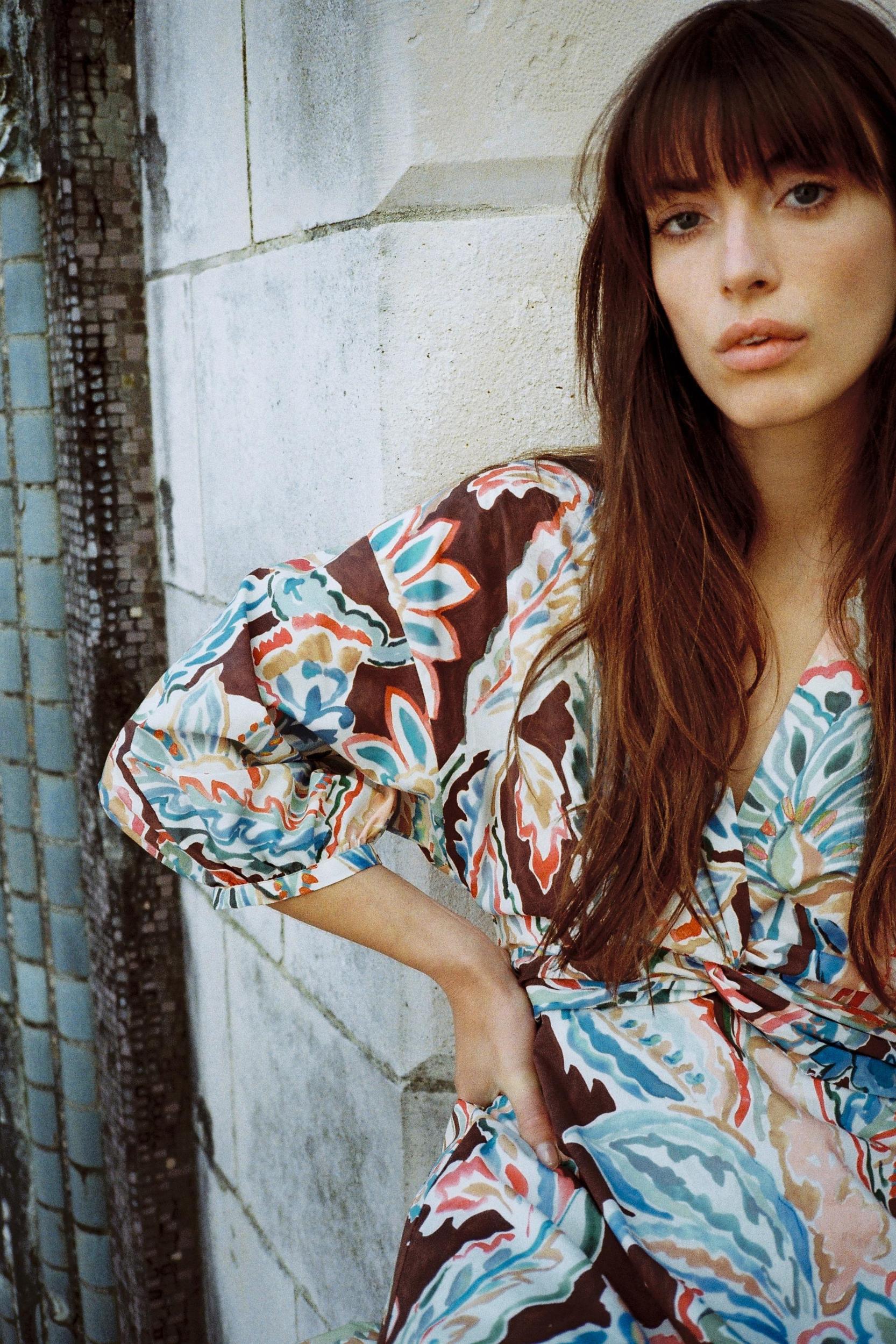 PRINTED POPLIN TIE DRESS Product Image