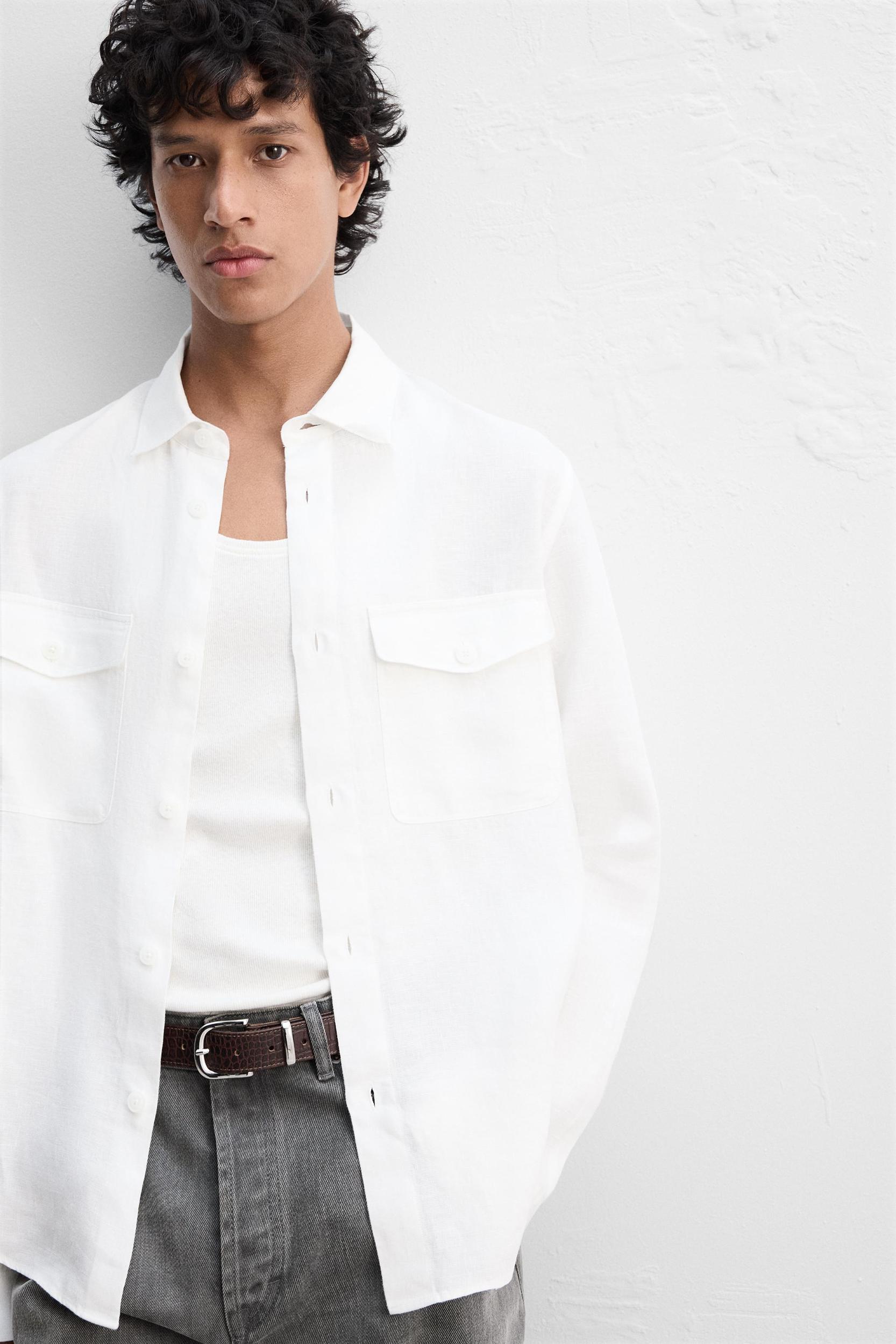 100% LINEN OVERSHIRT Product Image
