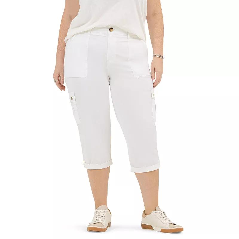 Plus Size Lee® Flex-To-Go Cargo Capri Pants, Women's, Size: 18 - Regular, White Product Image
