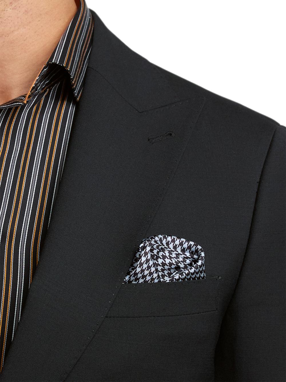 Wool Stretch Bengaline Peak Lapel Suit Jacket - Black Product Image