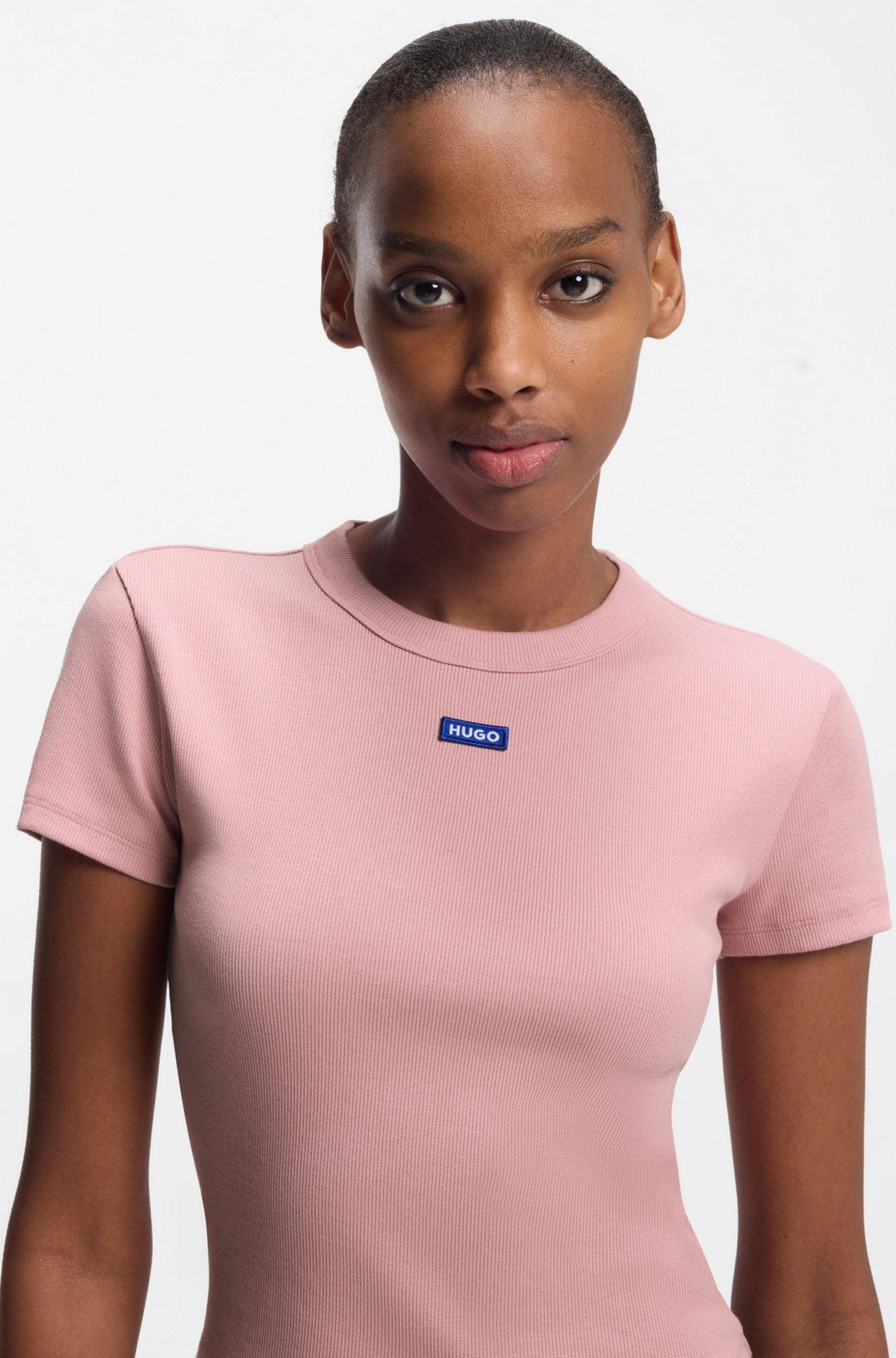 Logo-badge slim-fit T-shirt in stretch cotton Product Image