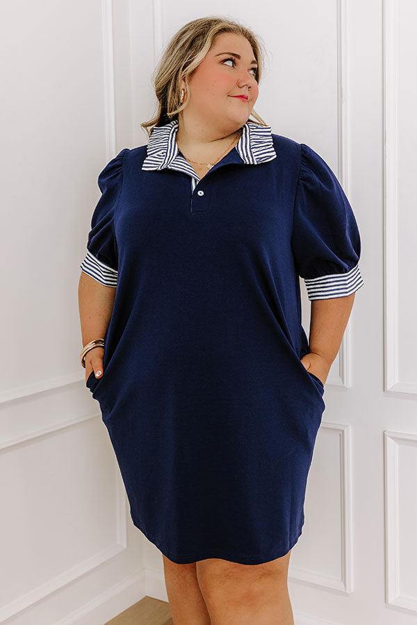 Yacht Club Livin' Mini Dress in Navy Curves Product Image