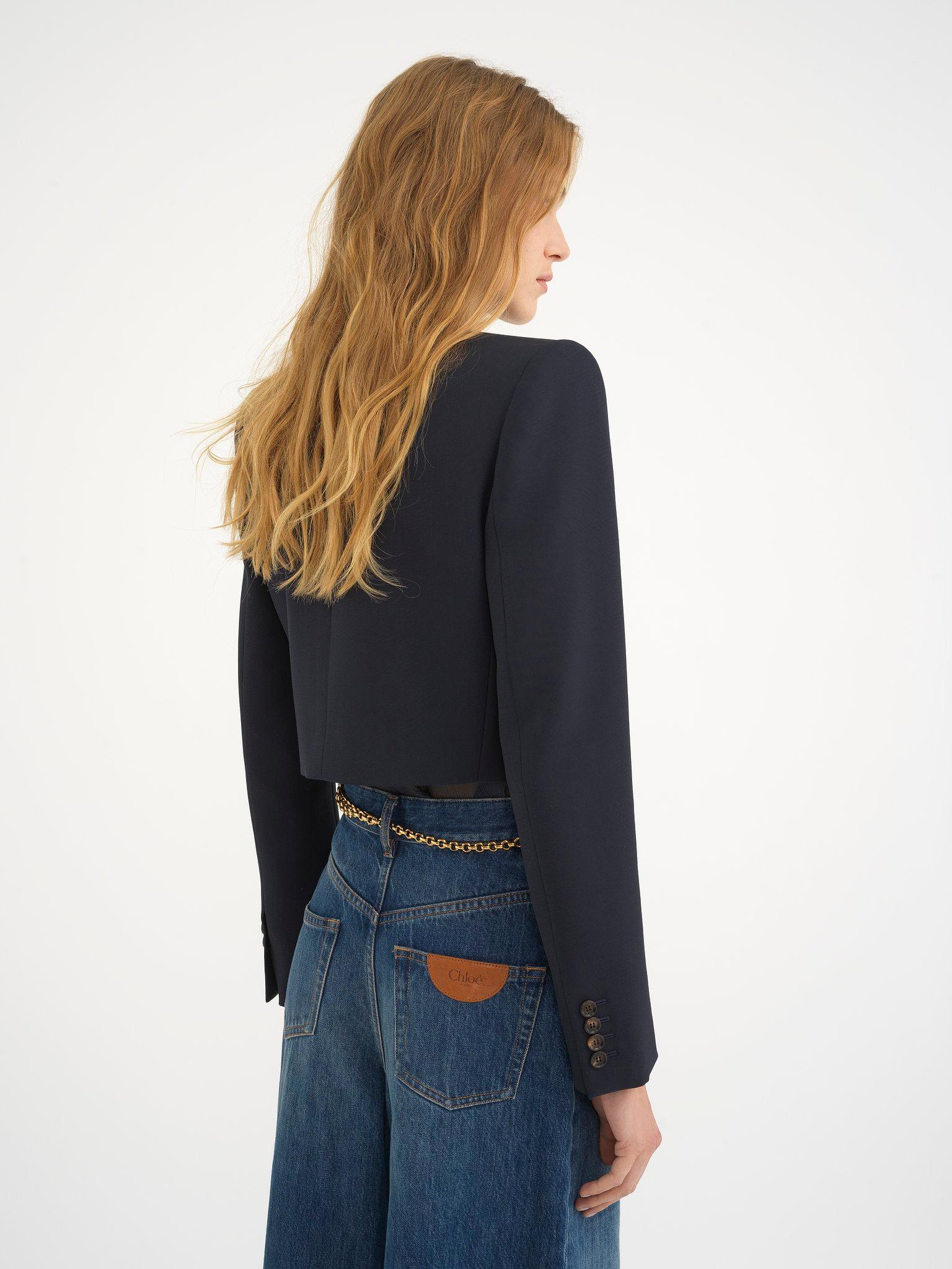 Cropped Spencer jacket in wool grain de poudre Product Image