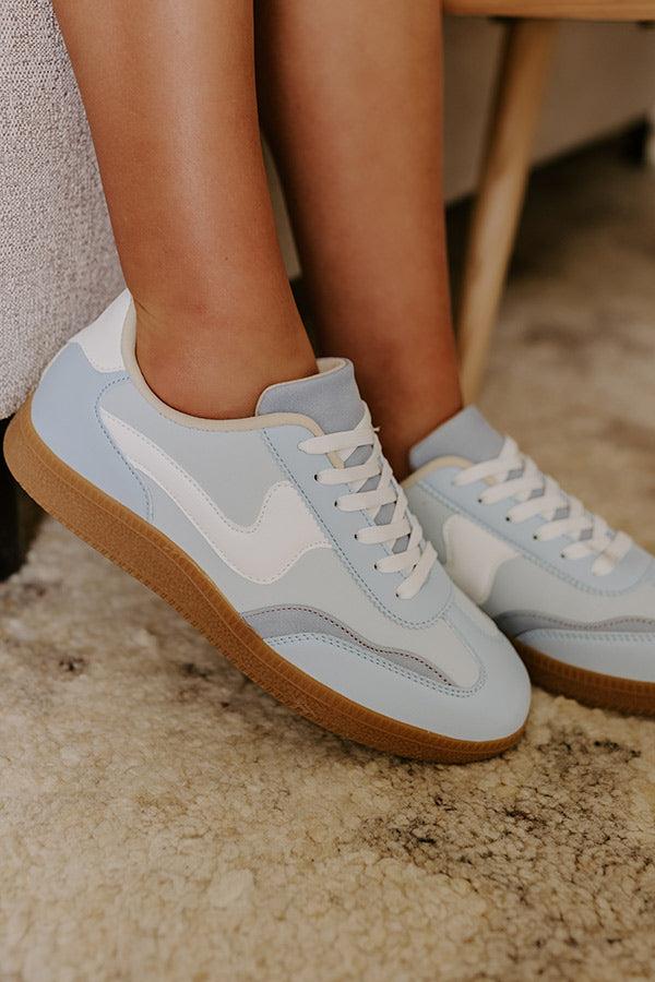 The Miley Faux Leather Sneaker in Sky Blue Product Image