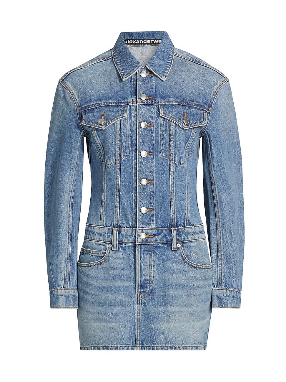 Womens Denim Embossed Logo Minidress Product Image