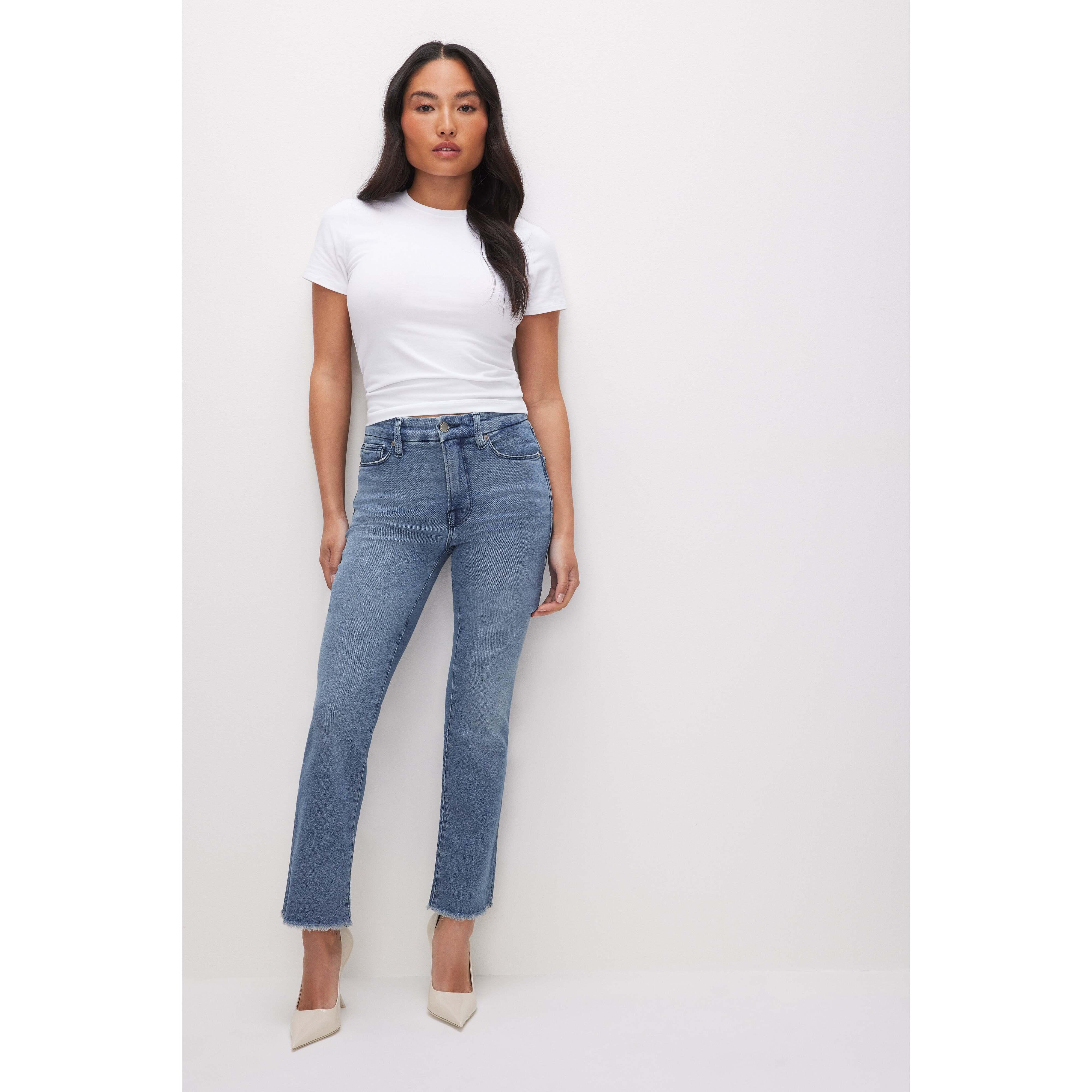 Womens Good Petite Straight Jeans | Blue, Size 2 | Good American by Khlo Kardashian Product Image
