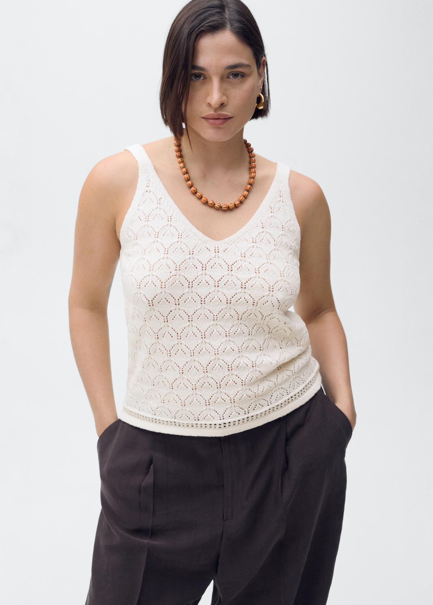 Openwork details knit top - Women | MANGO USA Product Image