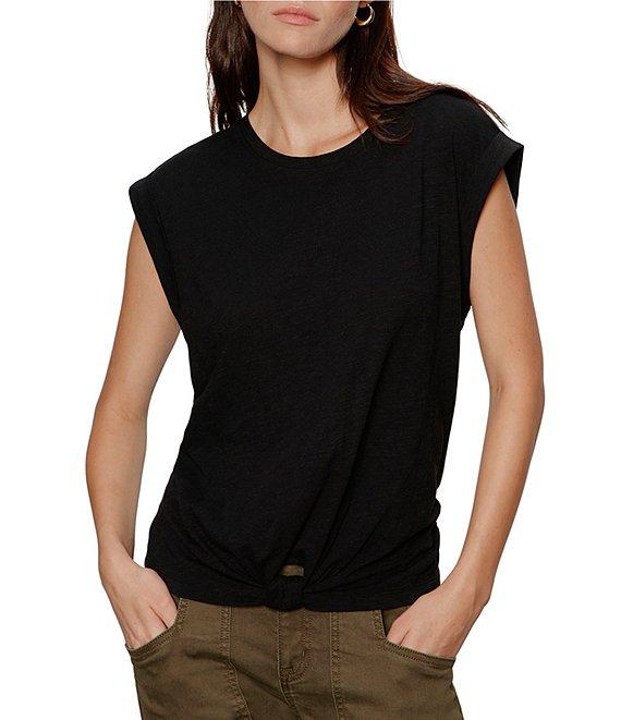 Sanctuary Knotted Crew Neck Muscle Sleeve Slub Jersey Tee Product Image
