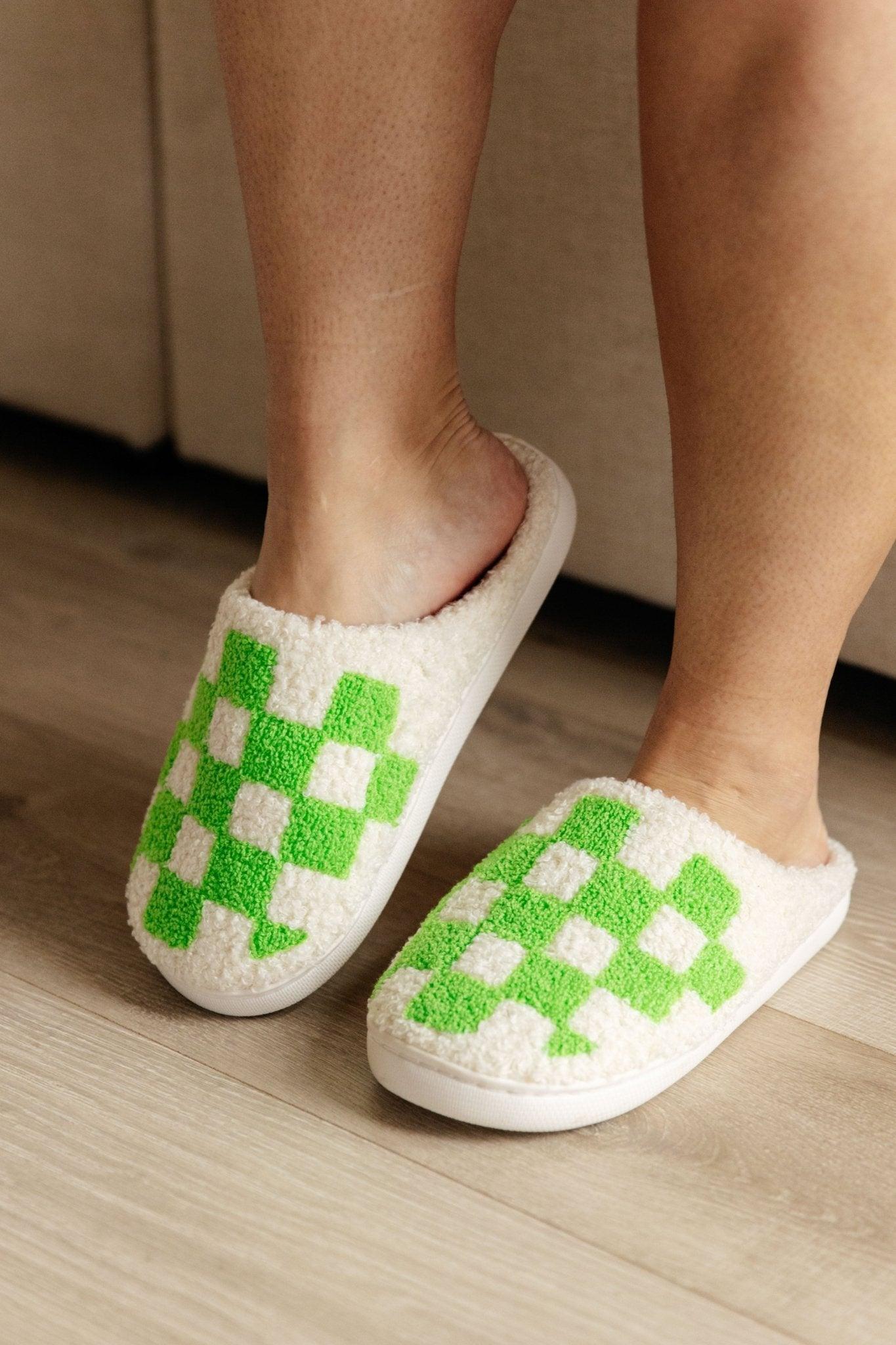 Checked Out Slippers in Green (Online Exclusive) Product Image