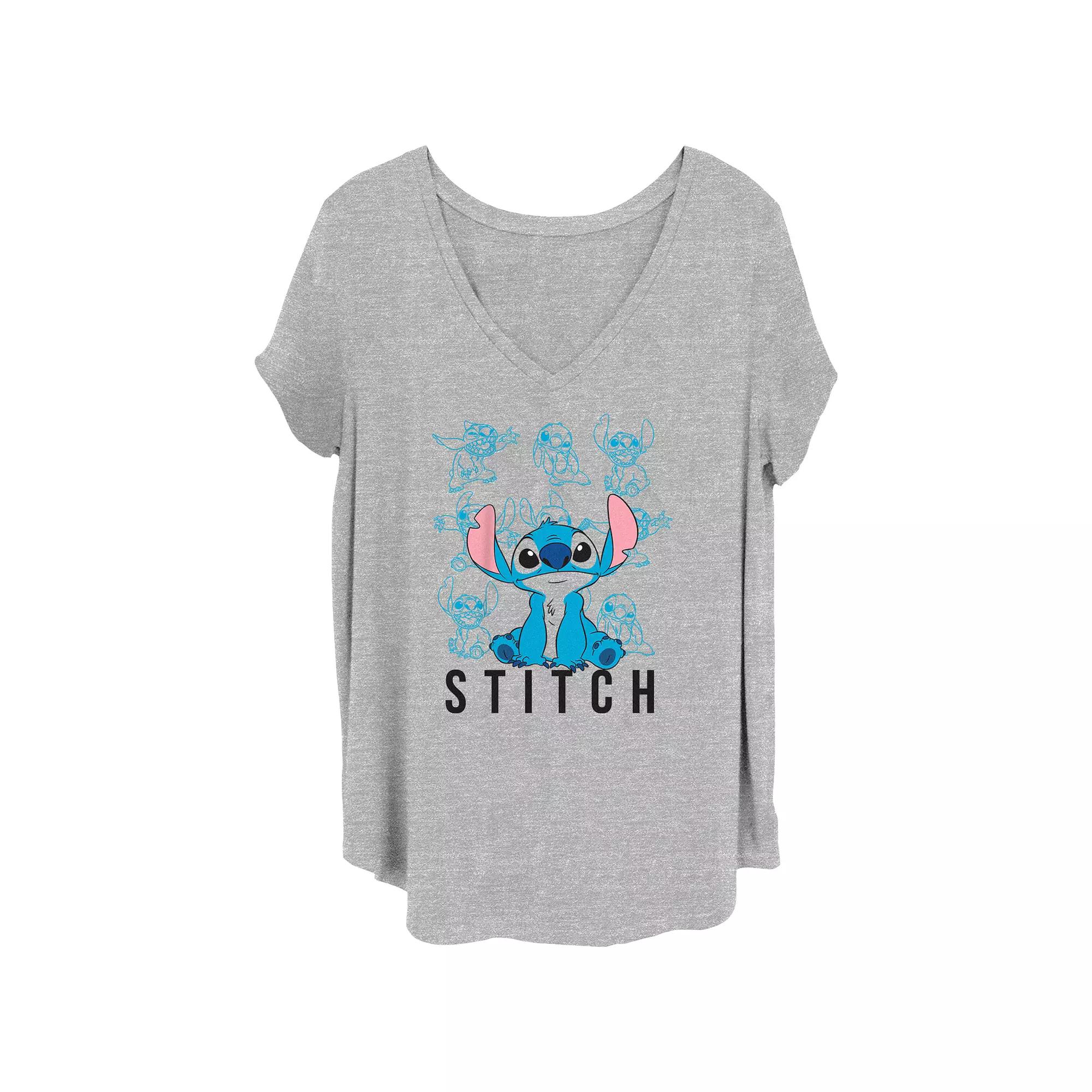 Disney's Lilo & Stitch Multi Poses Stitch Juniors' Plus Graphic Tee, Women's, Size: 2XL, Grey Gray Product Image