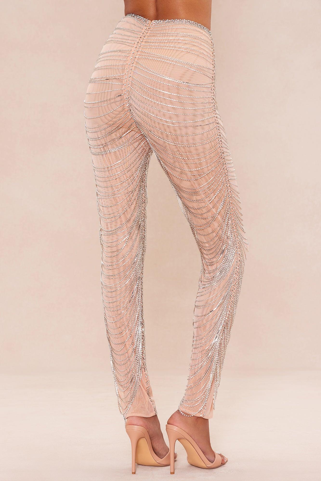 Zariah Embellished Pant - Nude Product Image