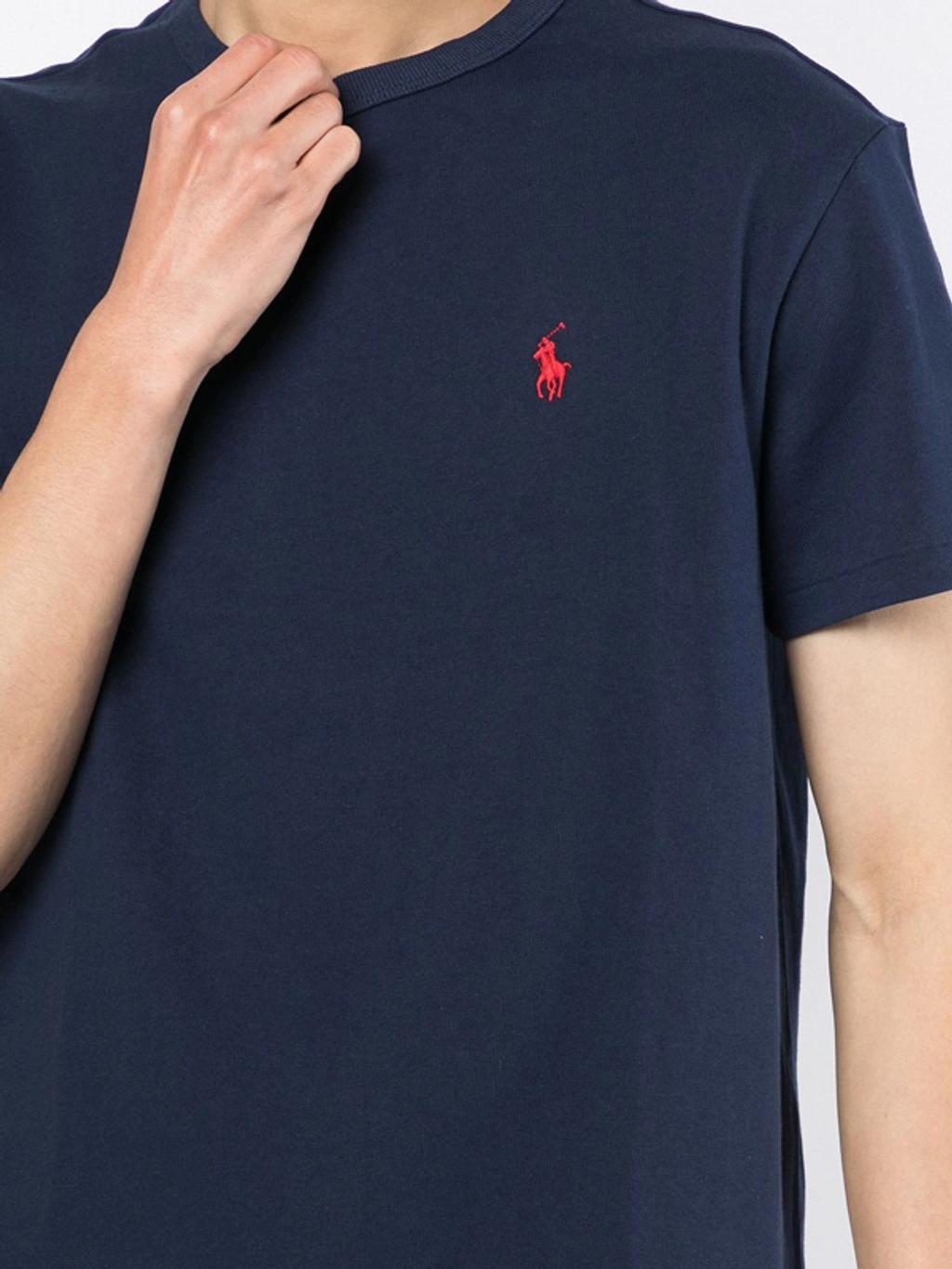 POLO RALPH LAUREN Slim-fit Logo-embroidered Cotton-jersey T-shirt In Navy Product Image