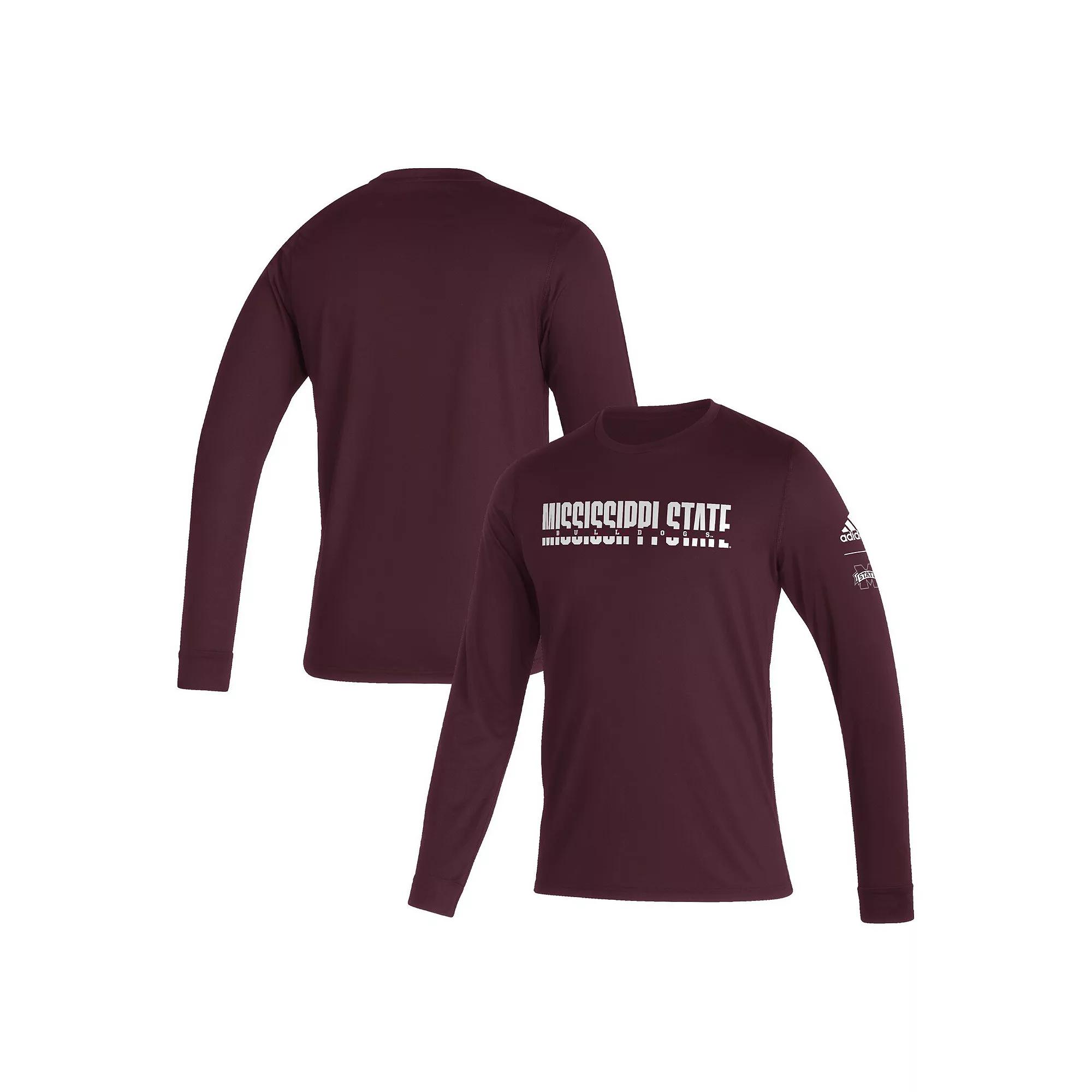 Men's adidas Maroon Mississippi State Bulldogs Sideline Locker Strikethrough Creator AEROREADY Long Sleeve T-Shirt, Size: XL, Mst Red Product Image