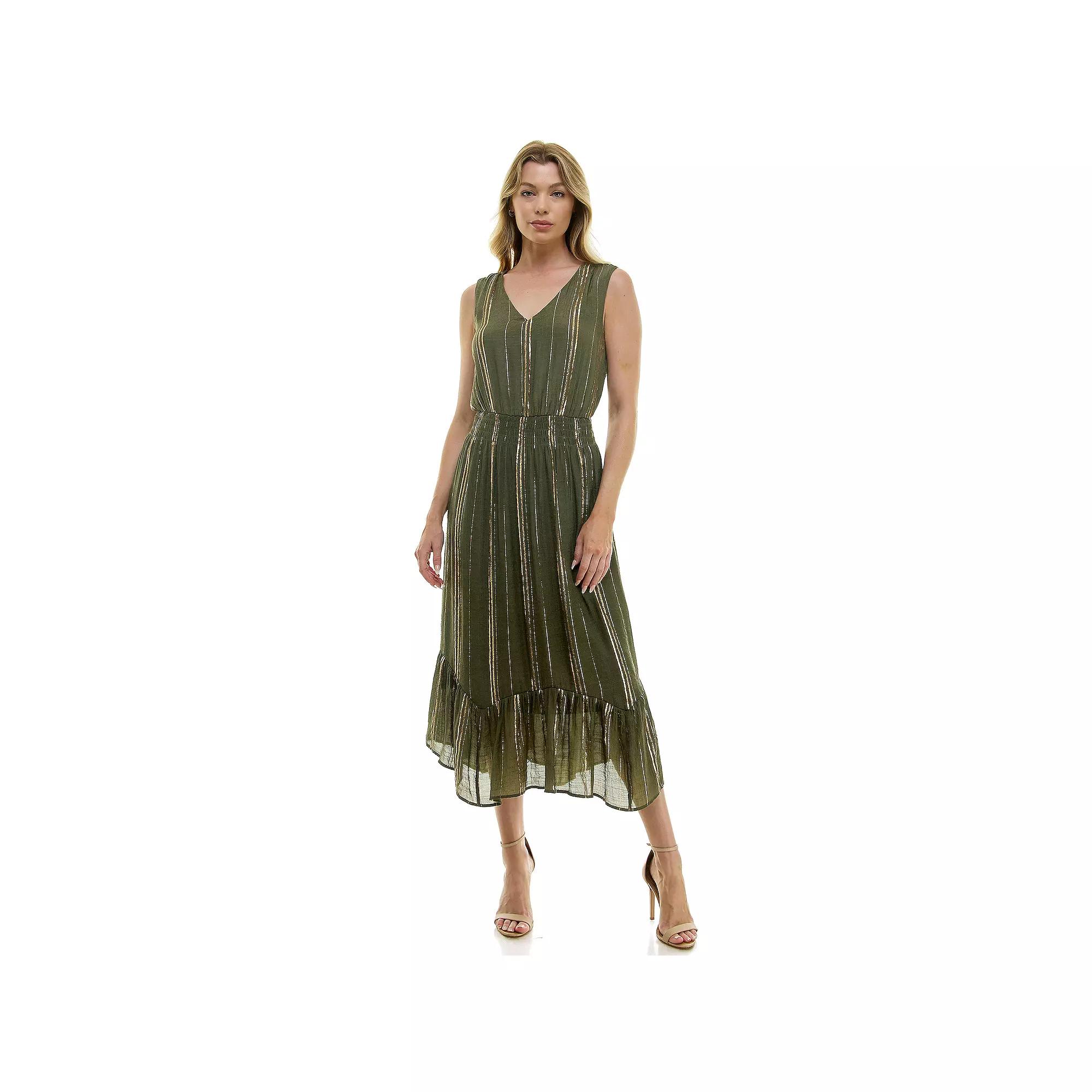 Women's Luxology Sleeveless Smocked Waist Gauze Midi Dress,  Product Image