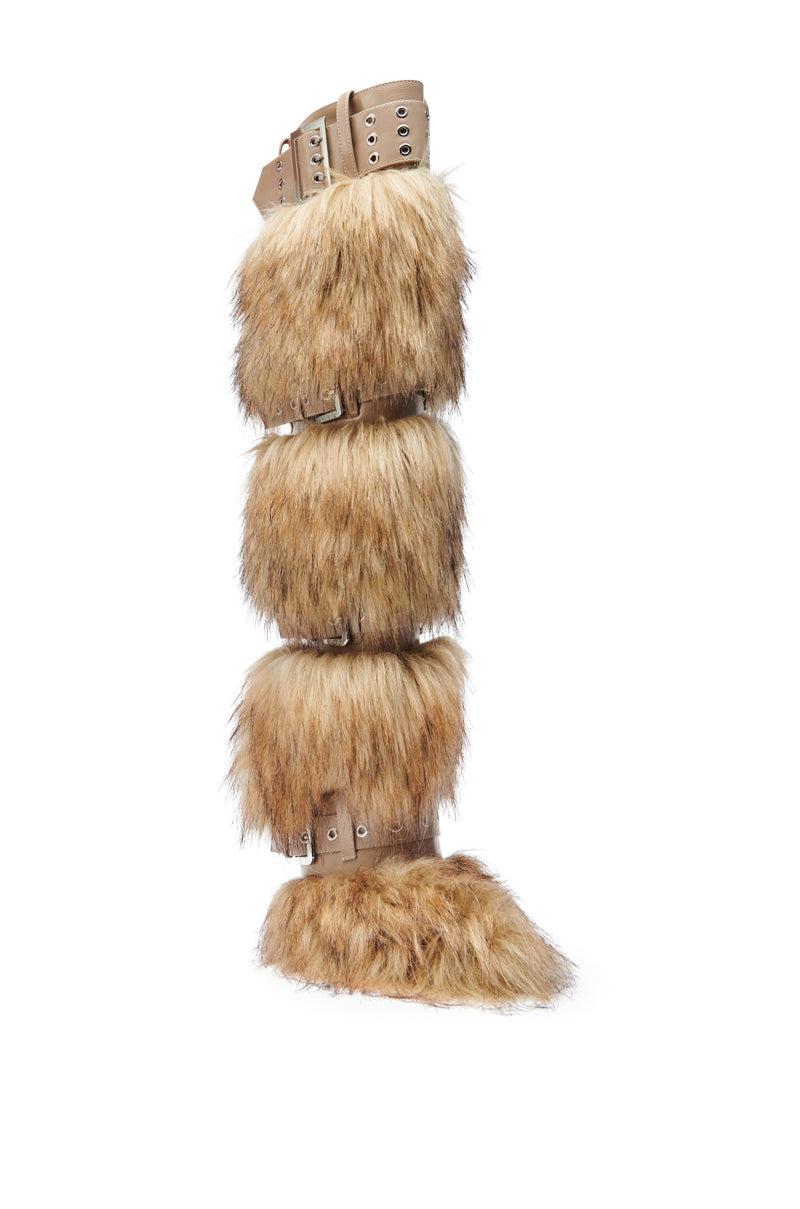 AZALEA WANG AMALBERT BROWN MULTI FUR AND BUCKLES BOOT Product Image
