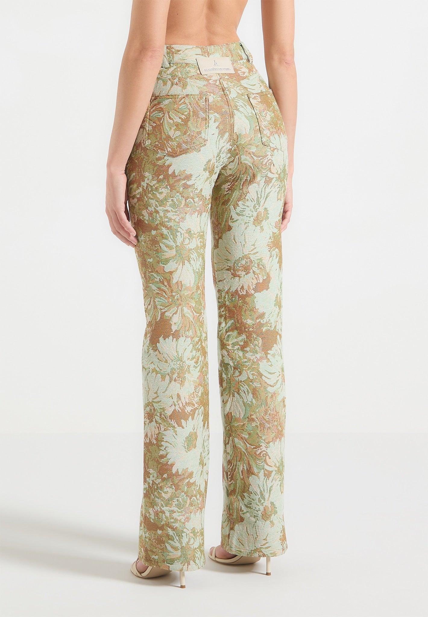 Florence - Jacquard High Rise Straight Leg Jeans - Sage Female Product Image