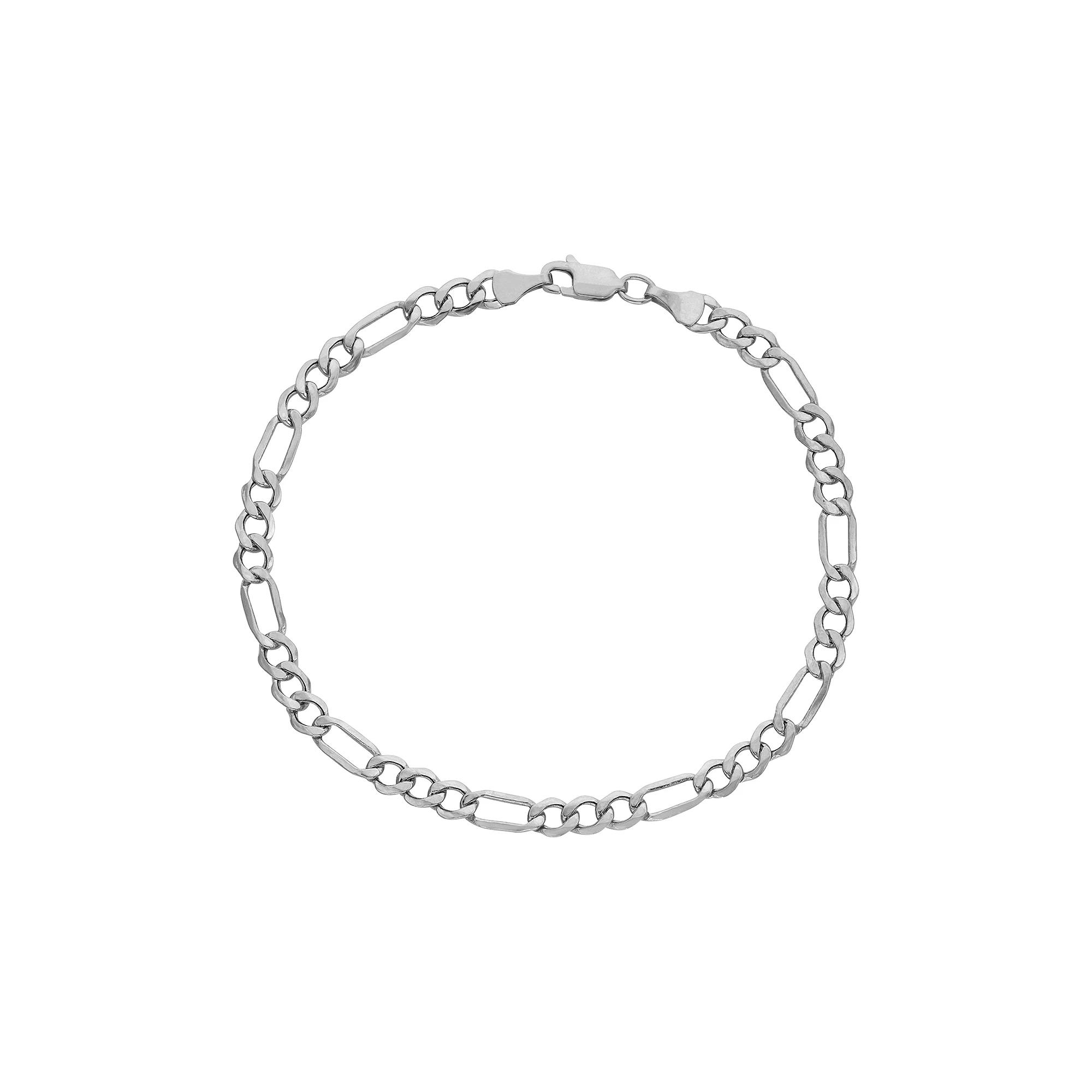 Mens 10k Gold 4.65 mm Figaro Chain Bracelet 10k Whgold Product Image