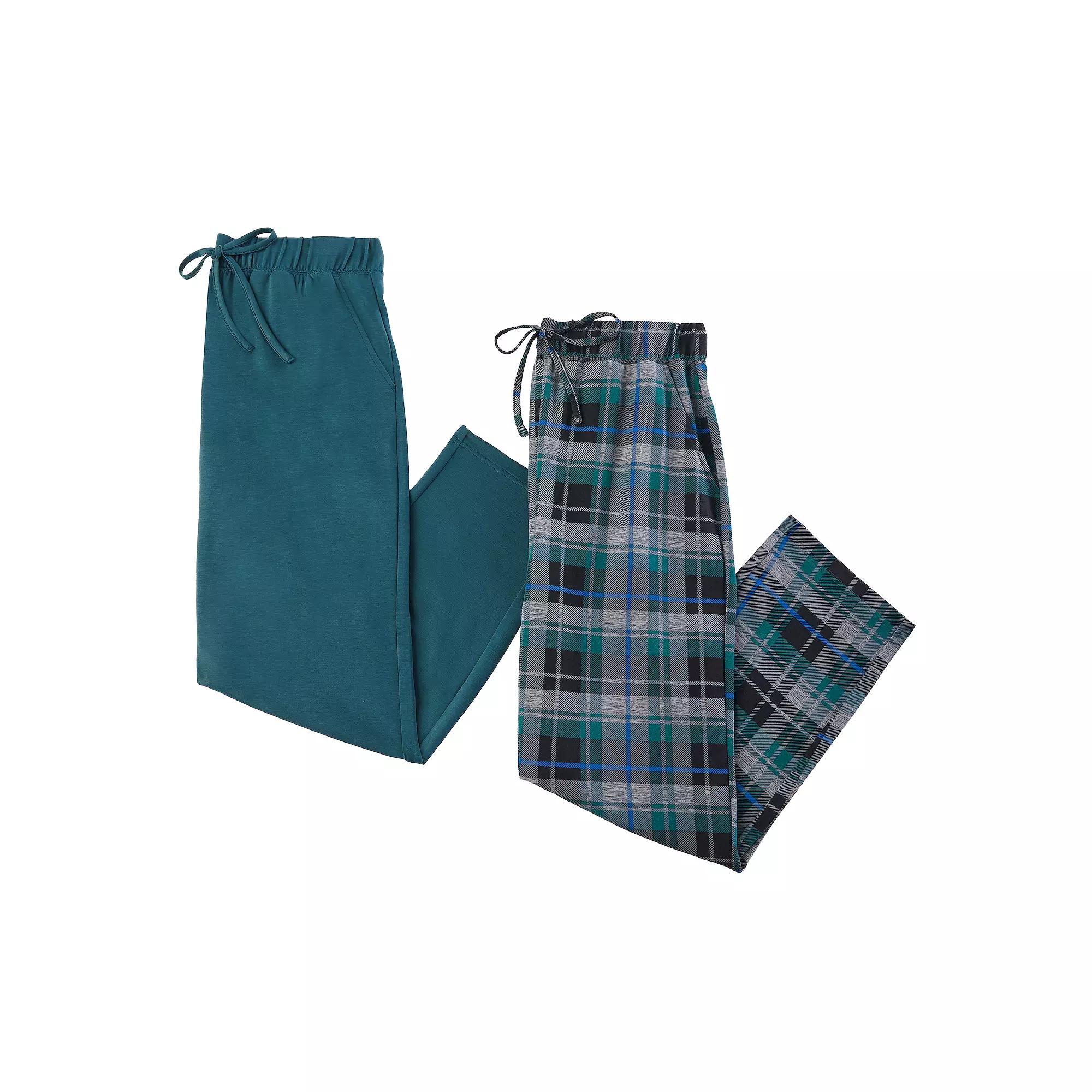 Big & Tall Cuddl Duds® 2-Pack French Terry Pajama Pants Set, Men's, Size: XXL Tall, Dark Balsam Plaid Product Image