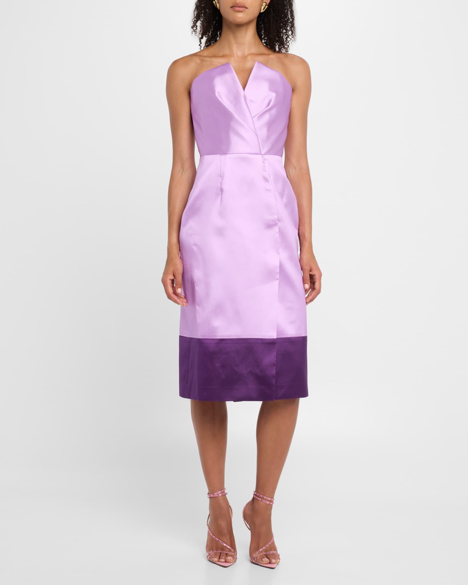 Strapless Folded Bustier Silk Midi Dress Product Image