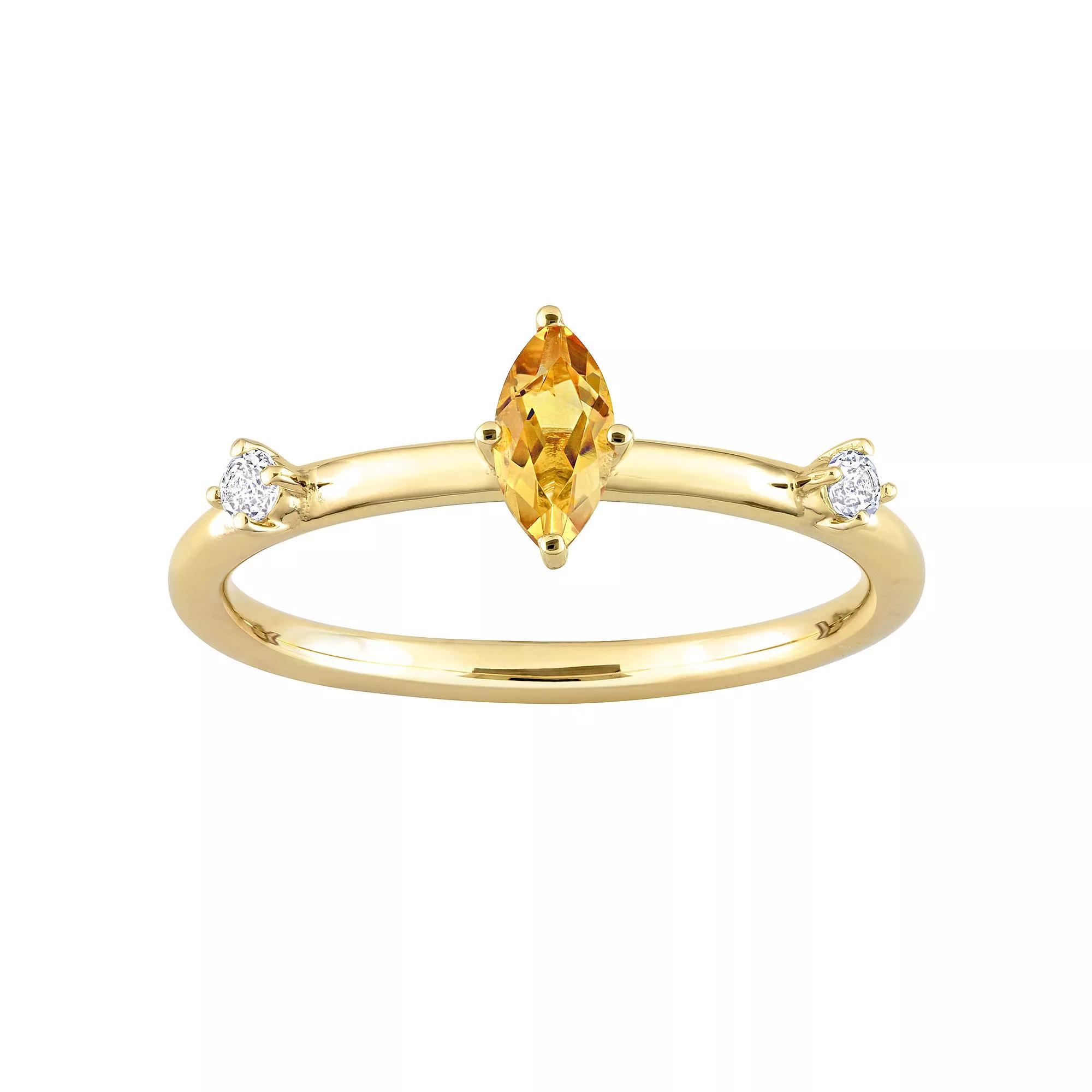 Stella Grace 10k Gold Citrine & White Topaz Stackable Ring, Womens Product Image