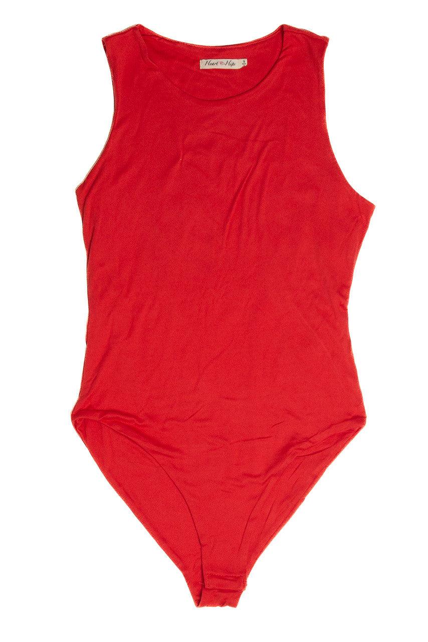 Red Doubled Layered Tank Bodysuit Product Image