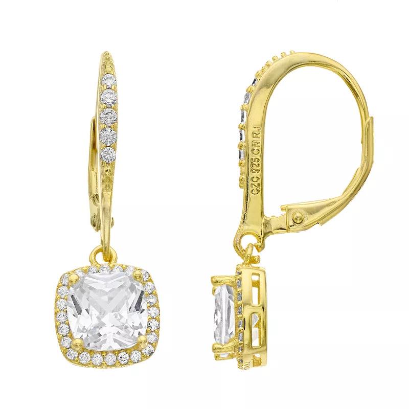 Sterling Silver Cubic Zirconia Drop Earrings, Women's, Pink Tone Product Image