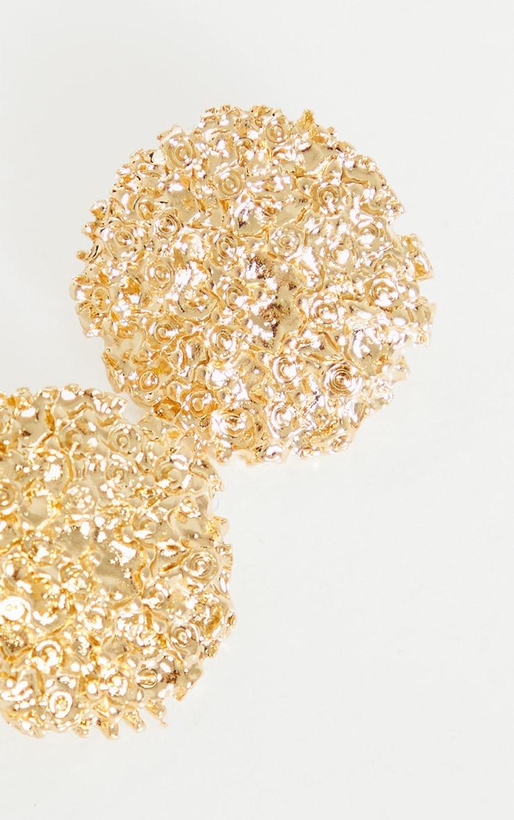 Gold Textured Circular Stud Earrings Product Image