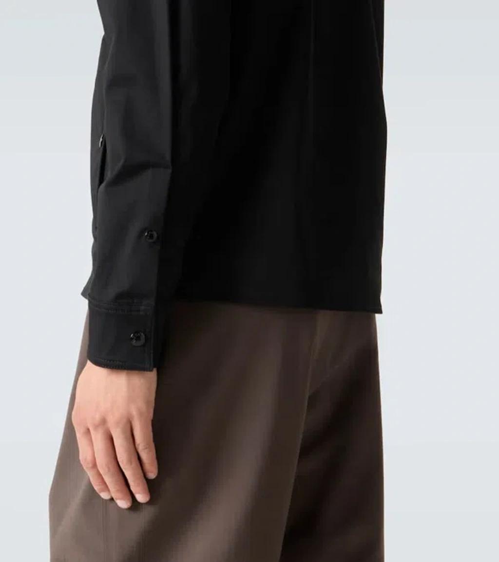 MONCLER Cotton Stretch Garbardine Zip-up Shirt Jacket In Navy Product Image