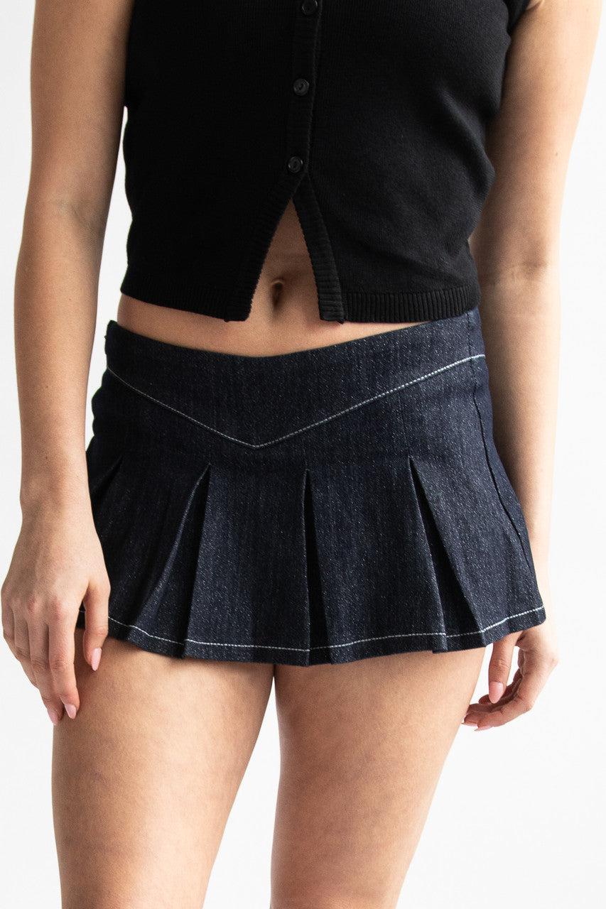 Low Rise Sparkle Denim Mini Skort Product Image