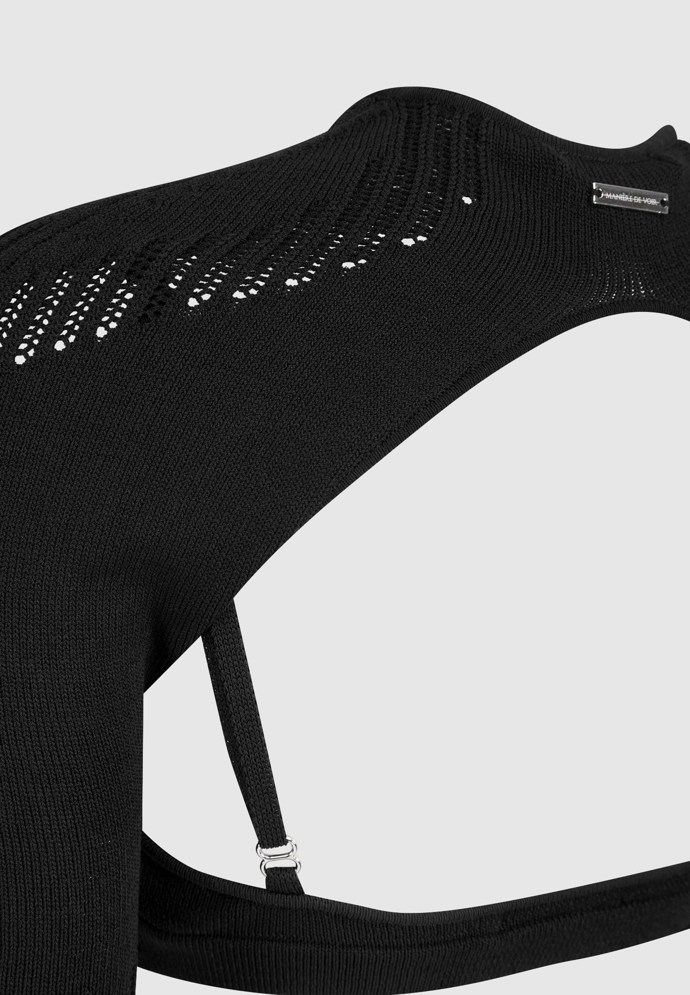 Knitted Sleeve Overlay with Bralette - Black Female Product Image