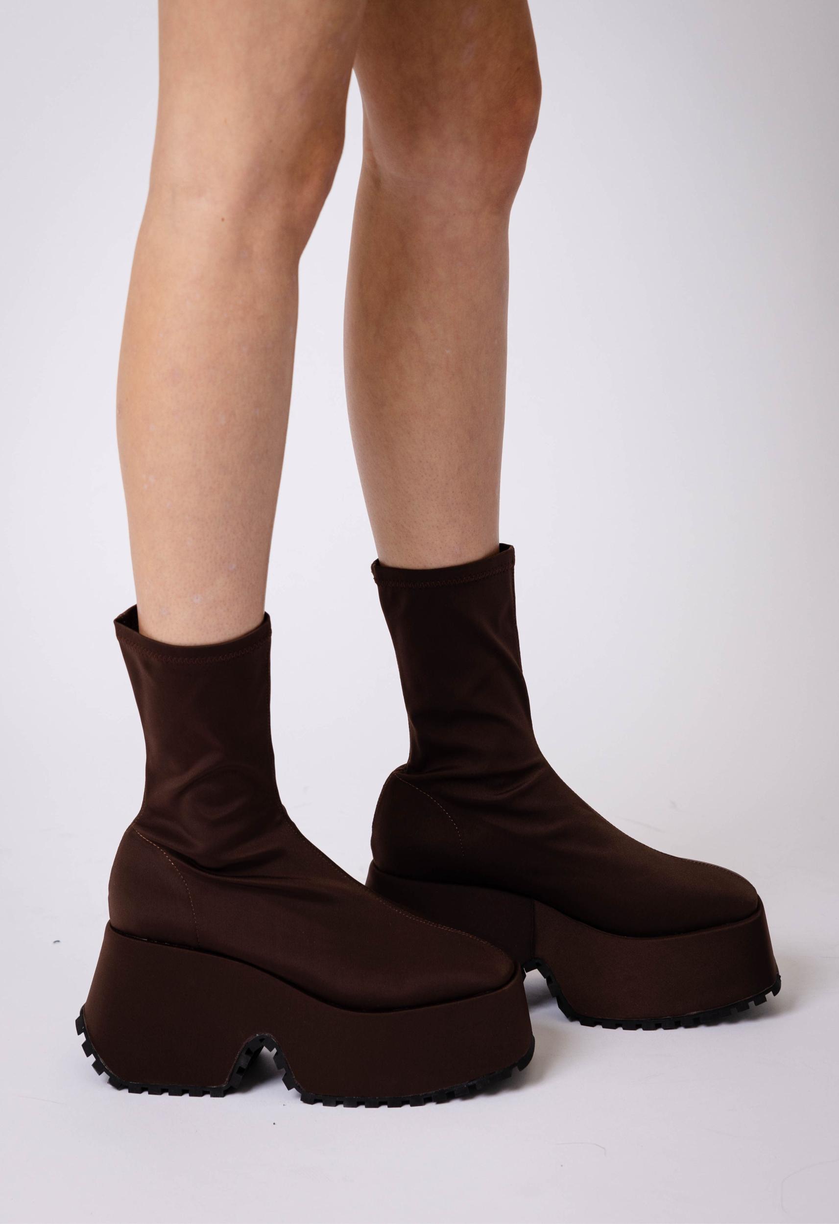Chocolate Platform Sock Bootie Product Image