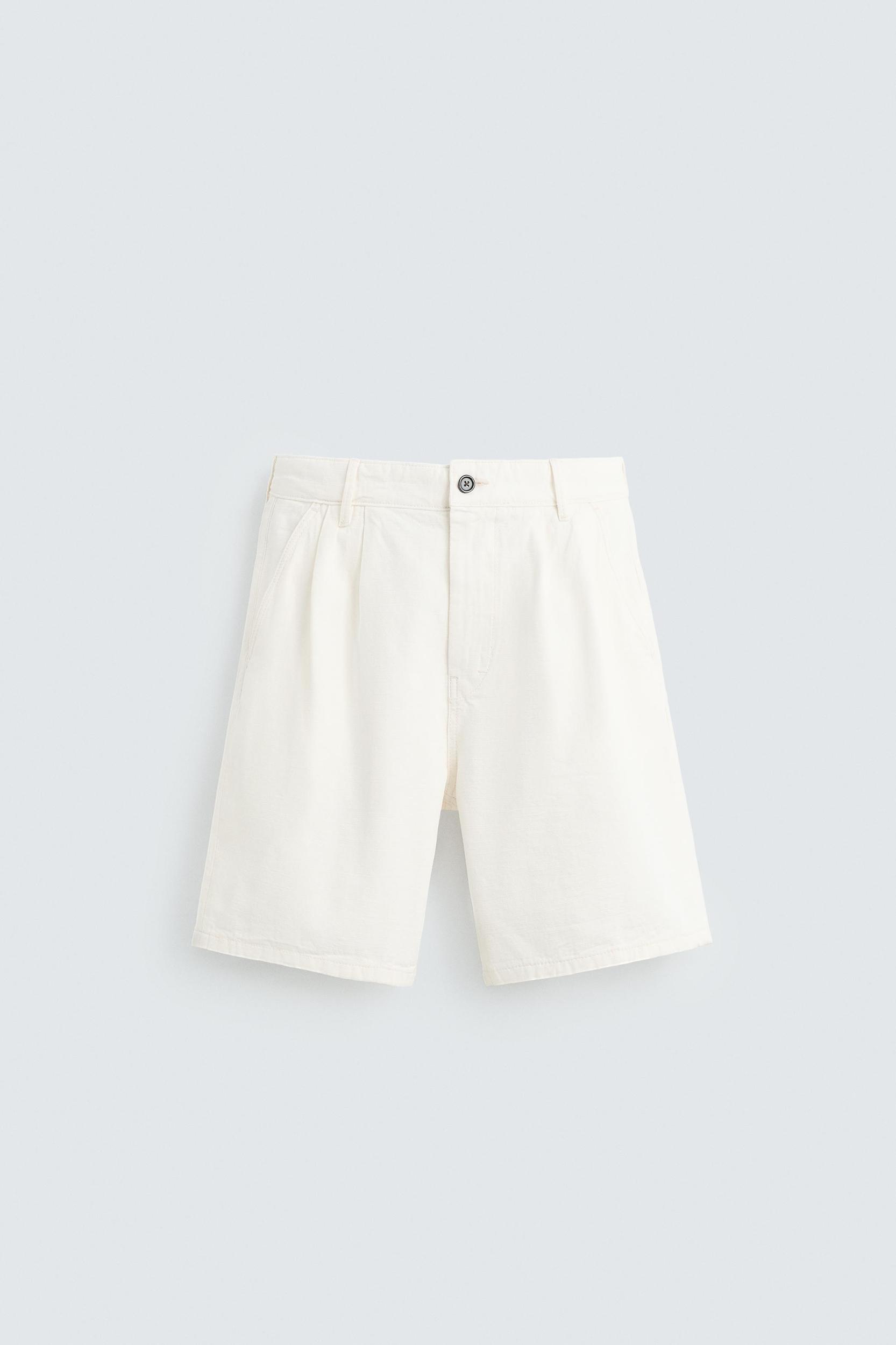 RELAXED FIT PLEATED BERMUDA SHORTS Product Image