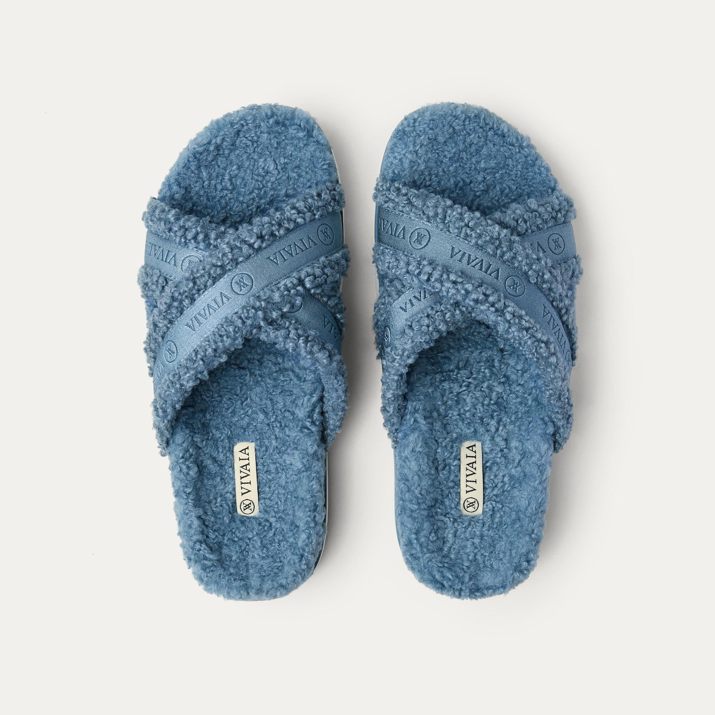 Furry Criss-Cross Strap Slippers (Hannah) Product Image