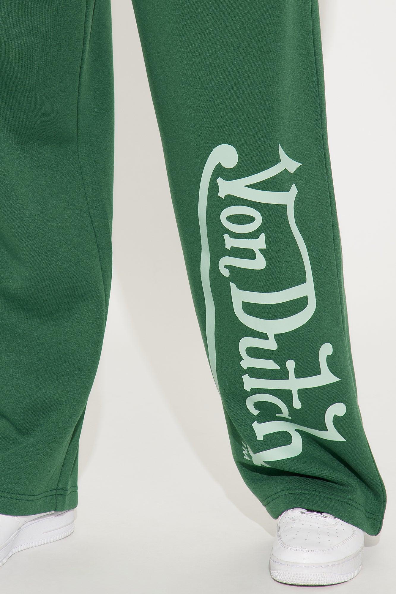 Von Dutch Distressed Wide Leg Pant - Hunter Green Product Image