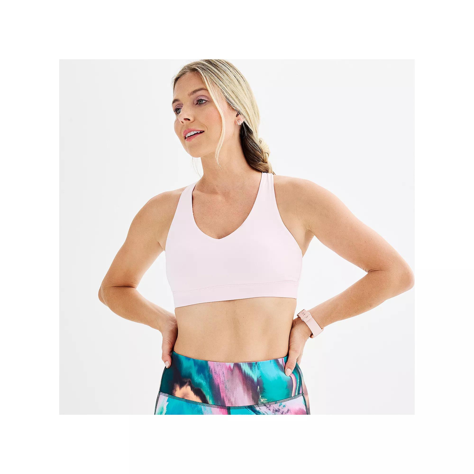 Tek Gear® Ultrastretch Medium-Impact V-Neck Sports Bra, Women's, Pink Layer Product Image