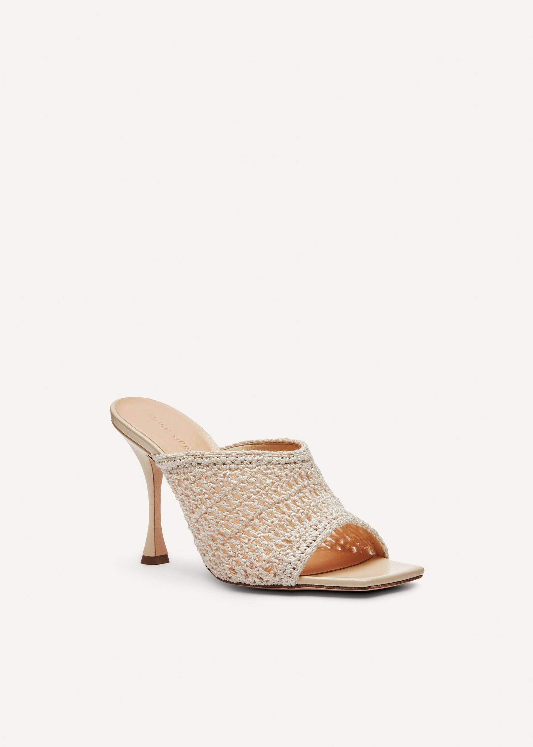 Crochet mule heels in cream Product Image