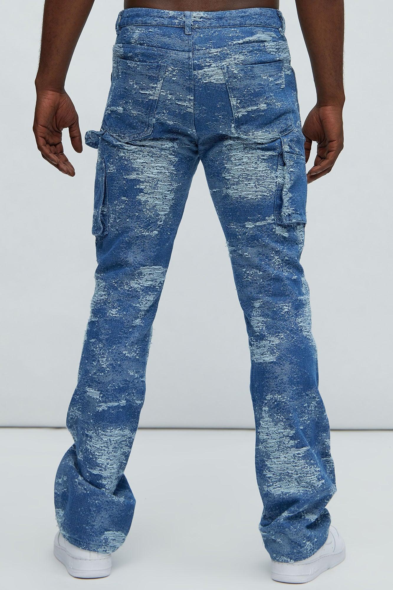 Cloud 9 Textured Slim Flare Carpenter Jeans - Light Blue Product Image