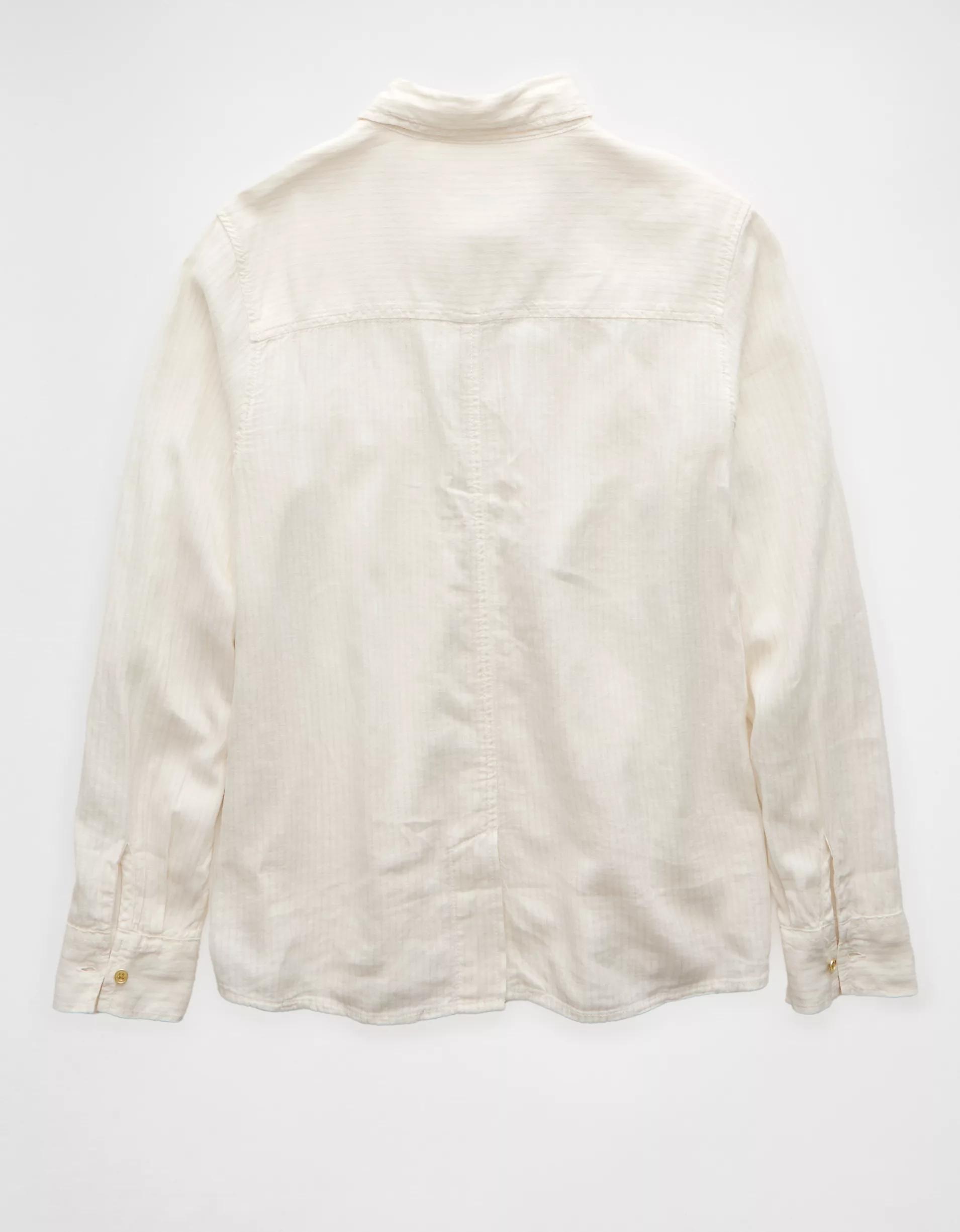 AE Weekend Vibes Linen-Blend Long-Sleeve Button-Up Shirt Product Image