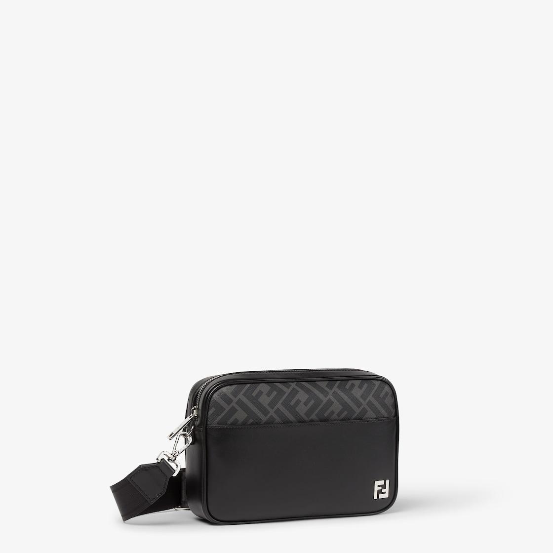 Squared FF Camera Case Black leather and black FF canvas bag Product Image