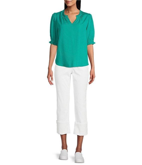 Nurture Petite Size Elbow Sleeve V-Neck Top Product Image